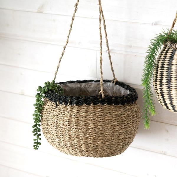 プランターカバー バスケット [ナチュラル] かご ハンギング シーグラス 観葉植物 ガーデニング ...