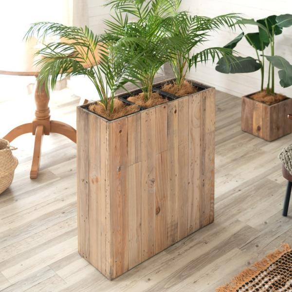 プランターカバー 長方形 3分割トール スクエア型 5号用 3連 インナーポット付 底穴なし 木製 ...