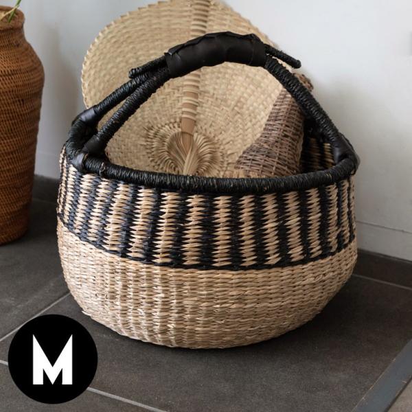 カゴ 収納 バスケット 持ち手付き カゴバッグ Mサイズ シーグラス製 ラウンドバスケット 収納ボッ...