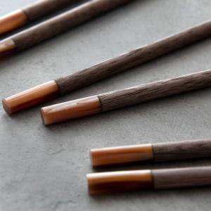 お箸 箸 木 天然木 シェル 貝 ウォルナット ダークブラウン 23cm 木製 無塗装 カフェ シンプル おしゃれ かわいい 無垢 カトラリー ハンドメイド 51271
