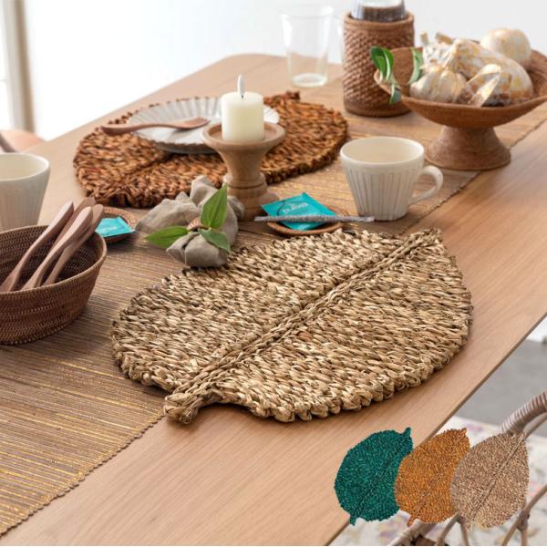 ランチョンマット プレイスマット シーグラス 天然素材 リーフ型 ランチマット テーブルウェア キッ...