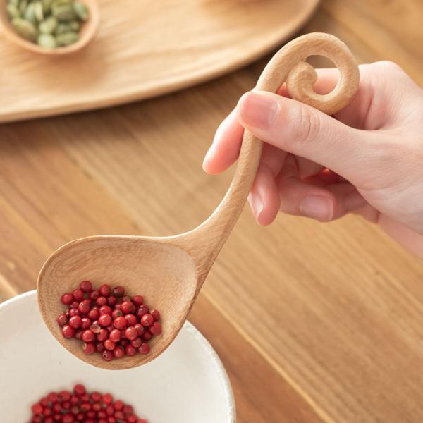 スプーン カトラリー 幅約15.5cm 木製 ウッドスクープ キッチンスツール コーヒー ティー メ...
