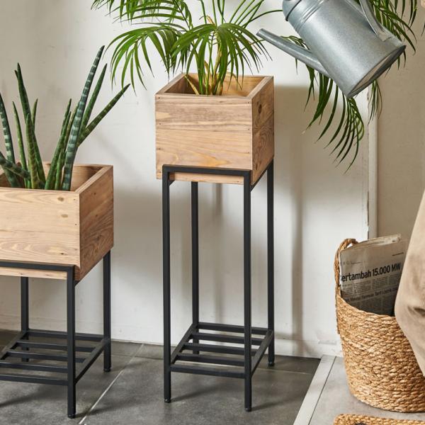 プランター スタンド カバー ラック 脚付き 木製 パイン材 トール 正方形 5号鉢対応 ボタニーク...