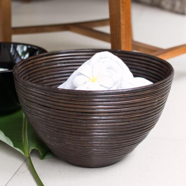 アジアン雑貨 ラタンのバスケット コイルボウル スリッパ入れ アジア工房 6252