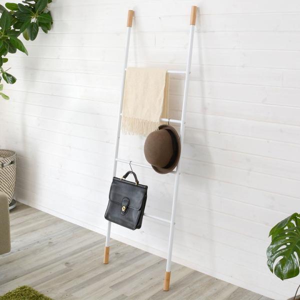 ラダーハンガー ラダーラック タオルラック はしご タオルハンガー 立て掛け 玄関 壁掛け収納 スチ...