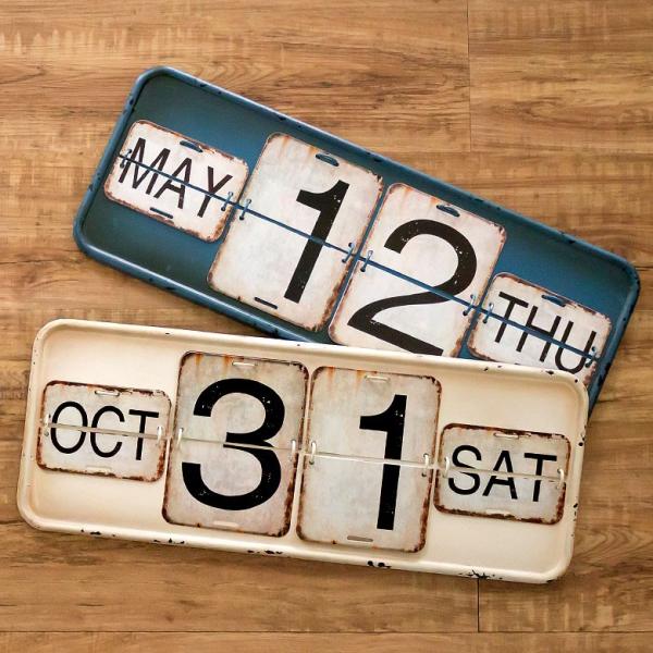 カレンダー ヴィンテージ風 日めくりカレンダー 卓上 壁掛け ウォールアート 2色展開 レトロ ブリ...