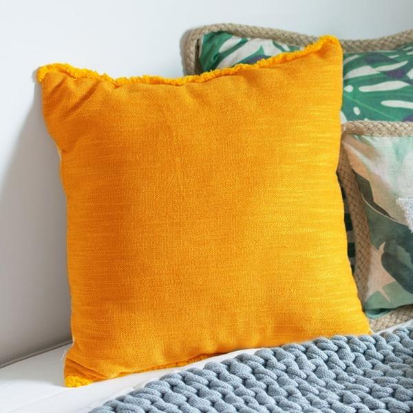 クッションカバー フリンジ付き リネンキャンバス 約45×45cm クッション おしゃれ かわいい ...