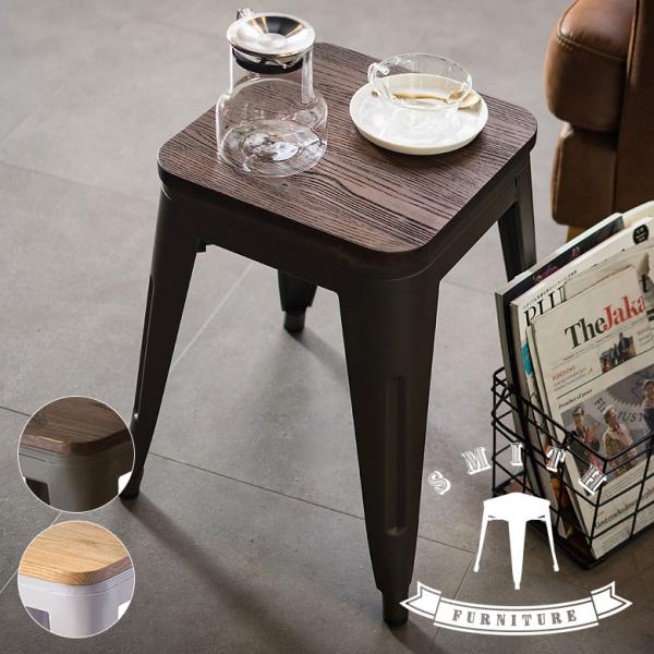 椅子 スツール ダイニングチェア おしゃれ スチール製 完成品 チェアー スタッキング 黒×ブラウン...