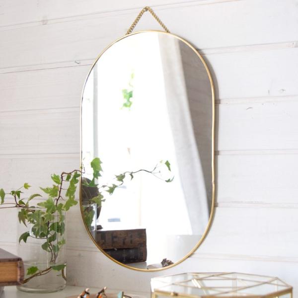 壁掛けミラー インテリアミラー オーバル型 オーバルタイプ 壁掛け 吊り下げ アンティーク調 スタン...