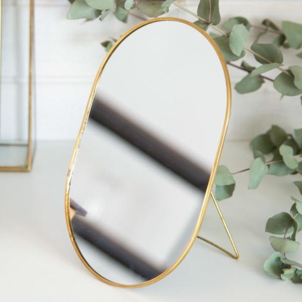 スタンドミラー 鏡 かがみ カガミ ミラー 卓上鏡 テーブル アンティーク調 コンパクト オーバル ...