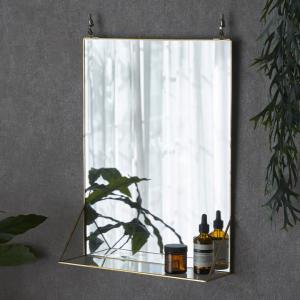 ウォールミラー 鏡 かがみ カガミ ミラー 飾り棚付き