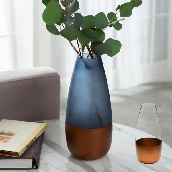 花瓶 フラワー ベース 高さ27cm トール ツートンカラー  クリア 透明 花びん 花器  ガラス...