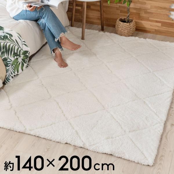 ラグ ラグマット 約 140 × 200 cm ノンスリップ 加工 凹凸 3D 立体ラグ カーペット...