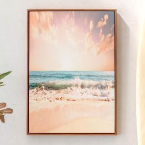 アートパネル 海 波 ビーチ 空 夕日 夕焼け 写真 アートフレーム アートフレーム 額 アートポスター 約50cm×70cm 壁掛け インテリア おしゃれ 66947