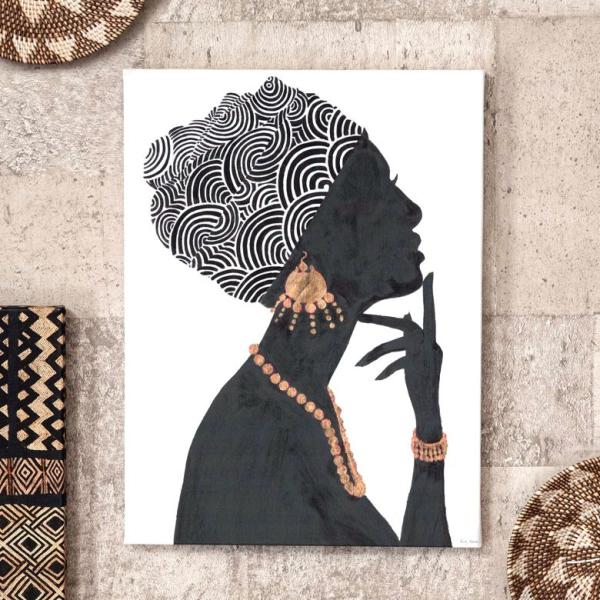 アートパネル 女性 横向き キャンパス 幅37.5cm 高さ50cm アフリカン 絵 アート アート...