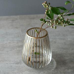 フラワーベース クリア ガラス 花瓶 Sサイズ アンティーク