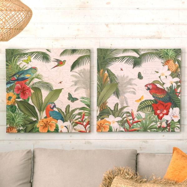 アートフレーム アートパネル トロピカル アニマル 南国 W 50cm D 50cm H 2.7cm...
