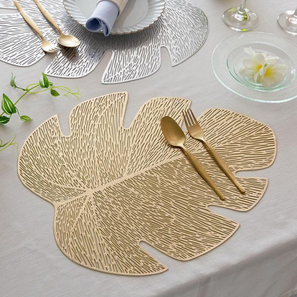 ランチョンマット プレース プレイス ランチ マット モンステラ リーフ 葉っぱ 敷物 水洗い可 洗...