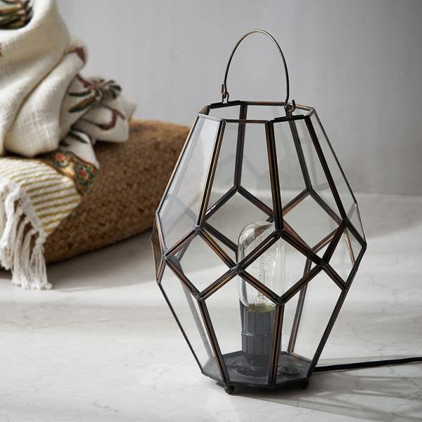 インテリア ライト おしゃれ ガラス ケース 真鍮 ランプ ランタン 照明 デスク LED キャンド...