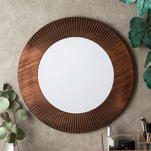 鏡 ウォールミラー おしゃれ 直径70㎝ 円形 壁掛けデコレーション インテリア ELEMENTS（インテリア） 鏡 壁掛け ミラー 木製 円形 丸型