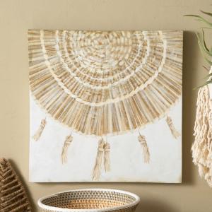 アートパネル タッセル柄 ベージュ キャンバス ポスター インテリア 絵画 エスニック柄 おしゃれ モダン 北欧 プリミティブ 西海岸 67116