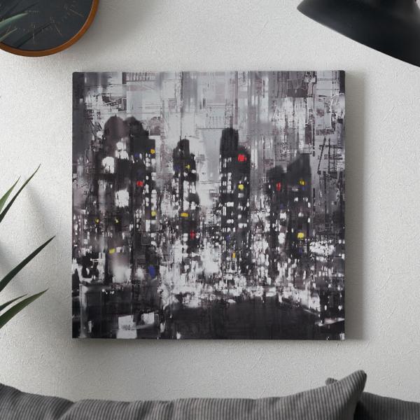 アート パネル 都会 夜 景 キャンパス 50cm×50cm 絵画 壁 掛け 飾り ボード ウォール...