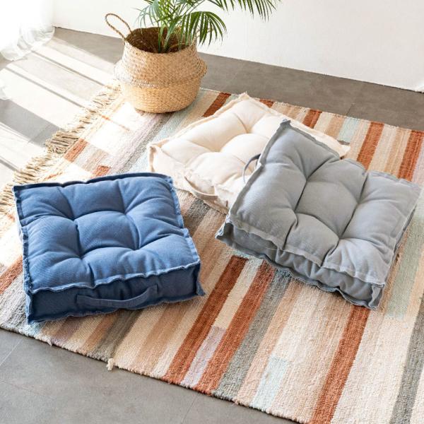 クッション スクエア 正方形 四角 キャンバス地 幅約42cm 座布団 座椅子 厚手 おしゃれ イン...