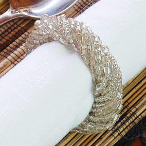 アジアン雑貨 ビーズ製ナプキンリング クリア アジア工房 7363