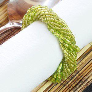 アジアン雑貨 ビーズ製ナプキンリング グリーン アジア工房 7365