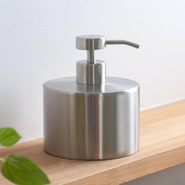 ステンレススチール ソープディスペンサー 500ml 詰め替え ボトル 筒型 シルバー ステンレス ...