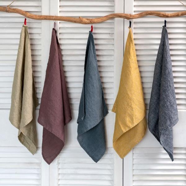 キッチンクロス リネン 北欧 正方形 台拭き リネン ストラップ付 キッチン雑貨 おしゃれ  厚め ...