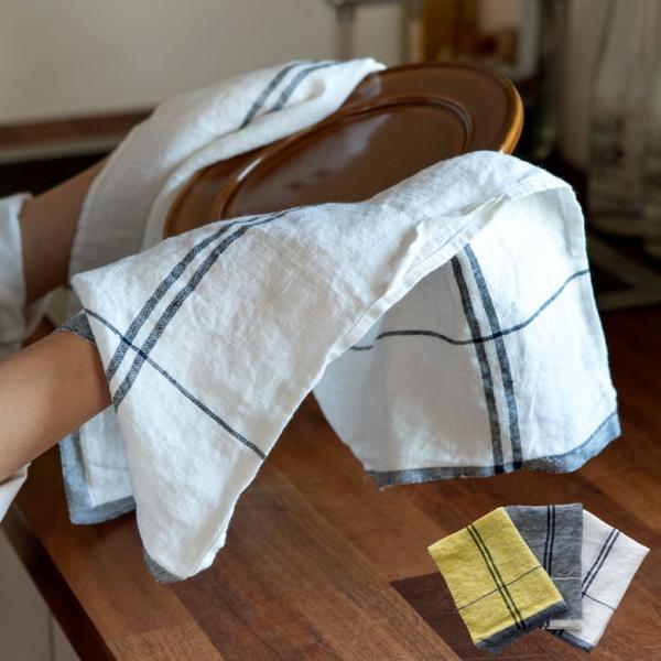 キッチンクロス リネン 北欧 長方形 台拭き リネン ストラップ付 キッチン雑貨 おしゃれ  大きめ...