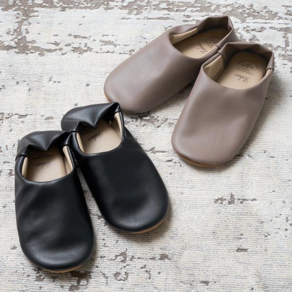 バブーシュ 無地 メンズ ソフトレザー スリッパ ルームシューズ レザー調 おしゃれ シンプル 玄関...