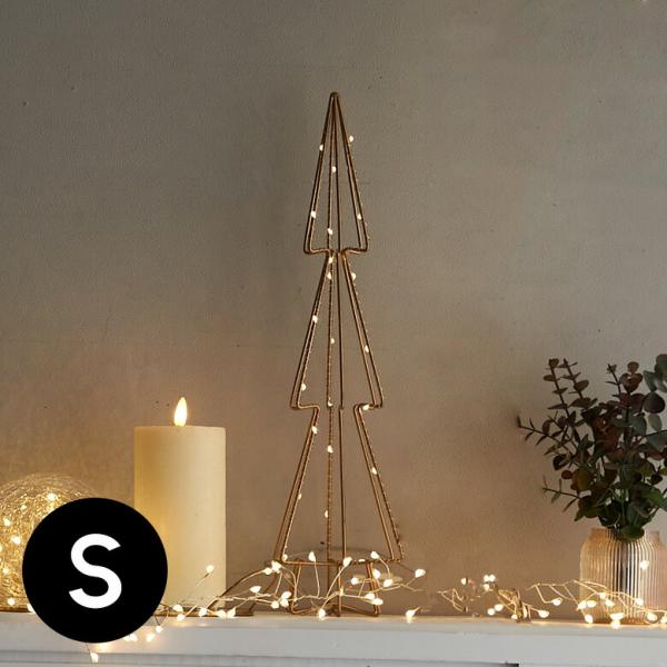 クリスマスツリー ワイヤーアート ツリー形 LED ゴールド 高さ44cm クリスマス 置物 電飾 ...