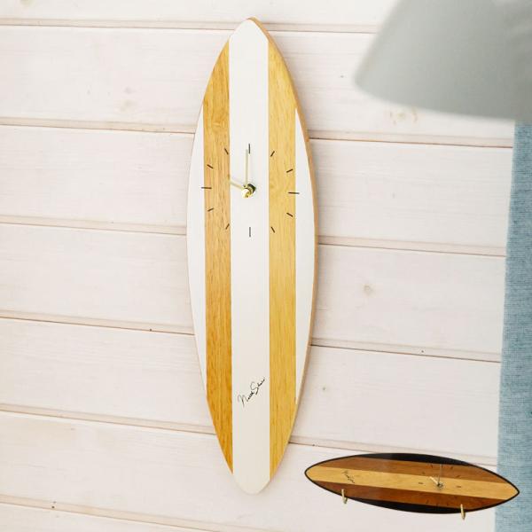 時計 壁掛け時計 置時計 2way サーフボード 木製 インテリア ビーチハウス 西海岸 ナチュラル...