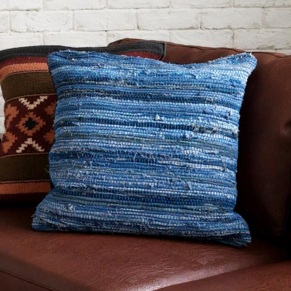 クッションカバー デニム 45×45cm コットン ヌードクッション付き おしゃれ 正方形 椅子 ブ...