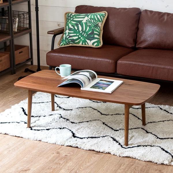 ローテーブル 折りたたみ 北欧 天然木 リビングテーブル センターテーブル ウォールナット 木製 机...