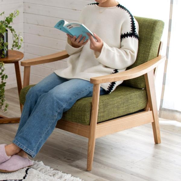 ソファ ソファー 1人掛け 一人掛け 天然木製 肘掛け ひじ掛け アームソファ 完成品 肘置き付き ...