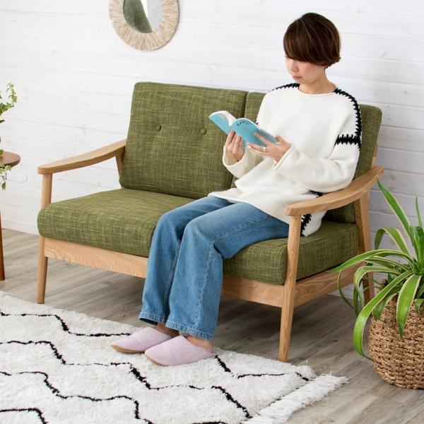 ソファ ソファー 2人掛け 2.5人掛け 天然木製 肘掛け ひじ掛け アームソファ 完成品 肘置き付...