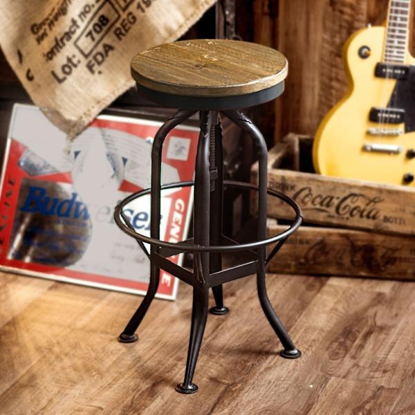 椅子 チェア カウンターチェア スツール ハイスツール 回転椅子 イス 昇降 高さ調節 天然木 レト...