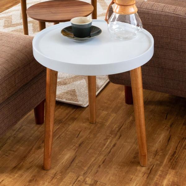 テーブル トレーテーブル グレー 円形 木製 直径45cm ホワイト トレー コーヒーテーブル サイ...