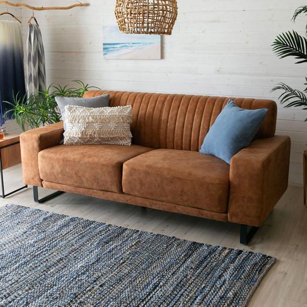 ソファ 3人 2人 掛け ブラウン 合皮 フェイクレザー 合成皮革 ポケットコイル 家具 ロータイプ...