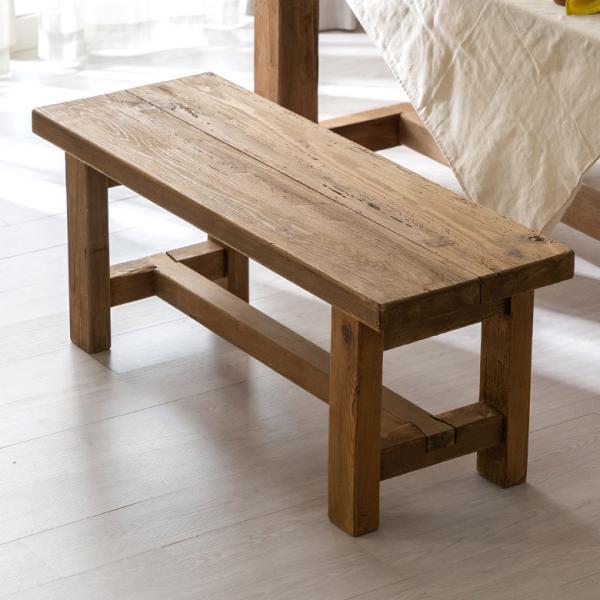 ダイニング ベンチ ウッド 古材 長 椅子 チェア いす イス 玄関 スツール 2人 掛け 二人 お...