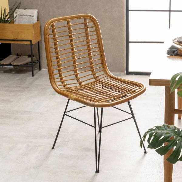 チェア ラタン ダイニング 単品 リビング 籐 ベージュ 座面高 42cm 家具 インテリア 食卓 ...