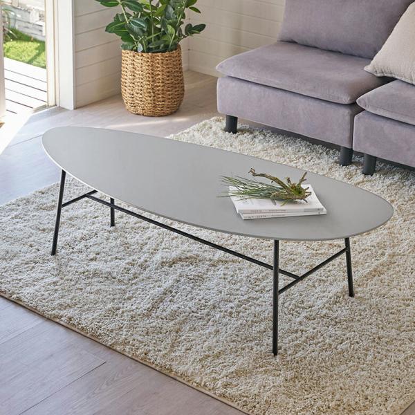 リビング テーブル センター 幅 130cm グレー 曲線 デザイン シンプル モダン 家具 インテ...