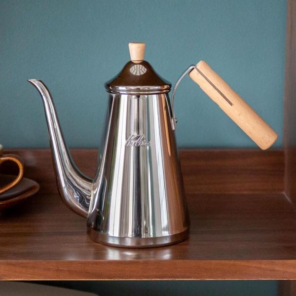 ドリップポット ポット スリム カリタ ステンレス 木製ハンドル 700ml ケトル コーヒードリッ...