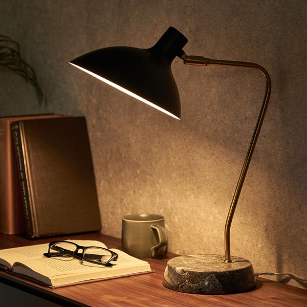 デスク ライト スタンド ランプ アルミ 天然 大理石 1灯 口金17 40W LED 対応 照明 ...