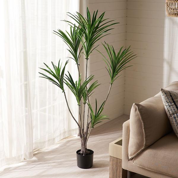 フェイク グリーン ユッカ リュウゼツラン 高さ 130cm 人工 観葉 植物 花 多肉 プランツ ...