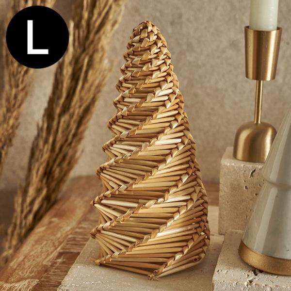 ツリー オブジェ クリスマス 飾り クリスマスツリー 卓上 高さ18cm 麦わら ストロー ミニツリ...
