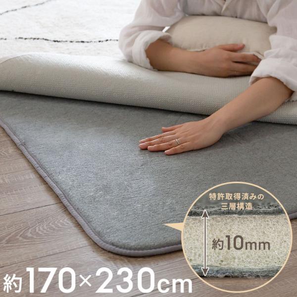 下敷き専用ラグ 約170×230cm ふかピタ 防音 滑り止め クッション性 特許取得 3畳 洗える...
